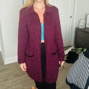 Jones Wear Burgundy Sweater Coat
